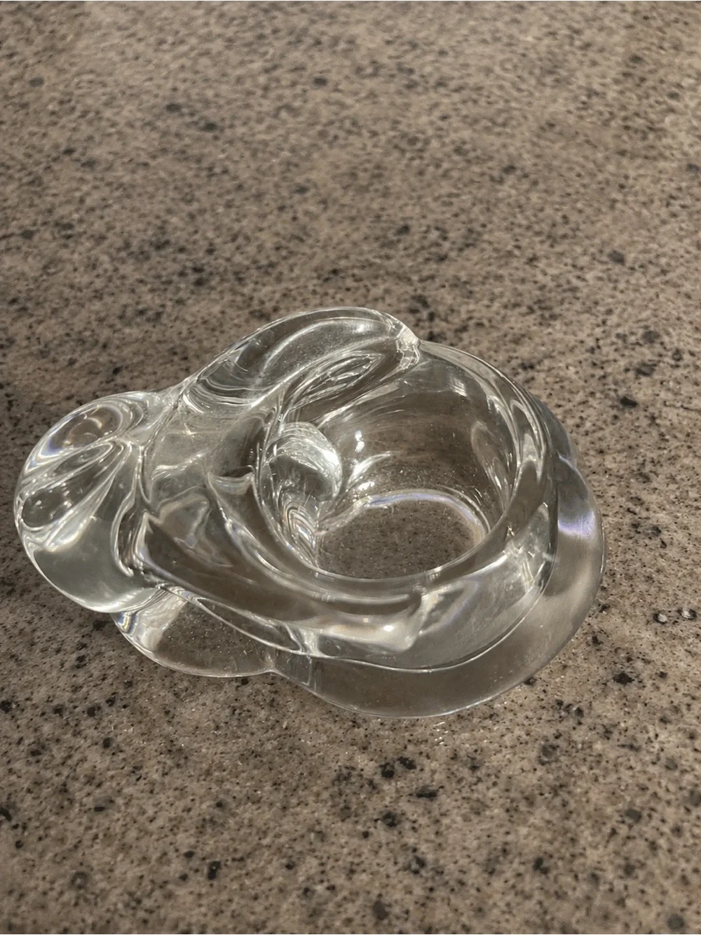 Vintage Heavy Clear Art Glass Votive Candle Holder | Sculptural Glass Tea Light